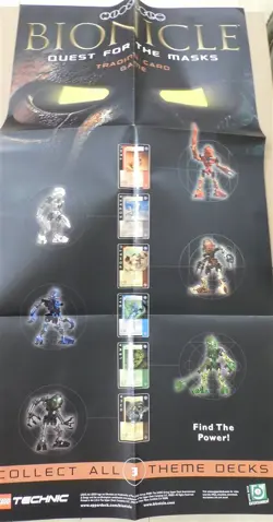 BIONICLE PROMO POSTER STATIC STICKER & 25 TRADING CARD GAME STICKERS LEGO 2001 - Image 2