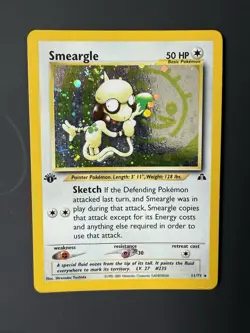 (SWIRL) NM Smeargle - 1st Ed. Holo Neo Discovery Pokemon Card Misprint 2001 - Image 3