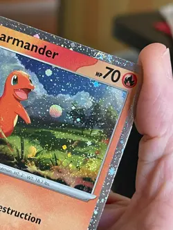 POKEMON CHARMANDER 004/165 COSMOS HOLOFOIL SWIRLS SCARLET & VIOLET 151 NM CARD - Image 5