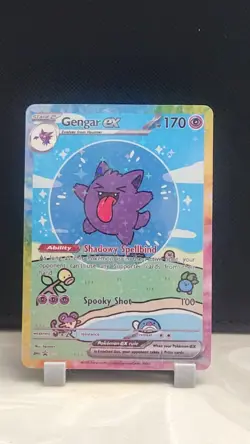 Pokemon Sparkle Holo Rainbow Boarder Cute Anime Gengar Card - Image 1