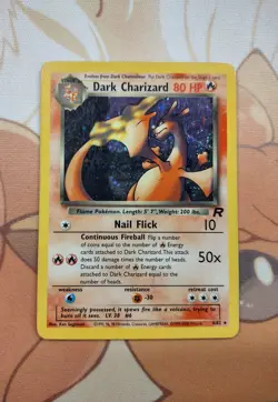 Pokemon Card Dark Charizard Holo Rare Team Rocket 4/82 HP DAMAGED - Image 1