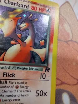 Pokemon Card Dark Charizard Holo Rare Team Rocket 4/82 HP DAMAGED - Image 2