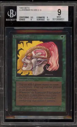 Magic The Gathering MTG Llanowar Elves Beta Rare BGS 9 Mint - Image 1