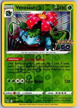 Venusaur 003/078 REVERSE HOLO Rare Pokemon GO Pokemon NM - Image 1