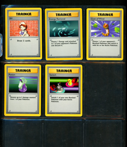 1999 Pokemon COMPLETE Base Set SHADOWLESS Edition TRAINER Common Cards 91-95 Lot - Image 2