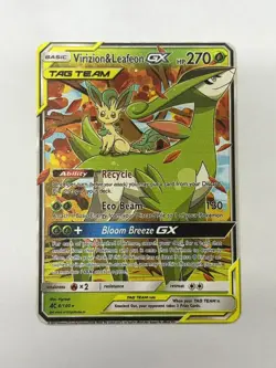 Virizion & LeafeonGX HP270 Gold Metal Pokemon Card-Collectible Gift Display - Image 1