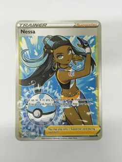 Nessa Supporter Gold Metal Pokemon Card-Collectible Gift Display - Image 1