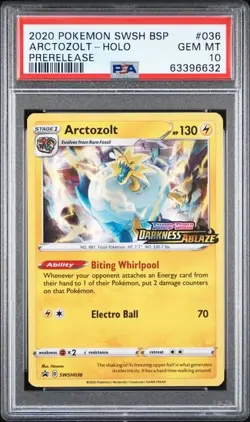 ARCTOZOLT POKEMON SWSH PROMO DARKNESS ABLAZE PRERELEASE SWSH036 GRADED PSA 10 - Image 1