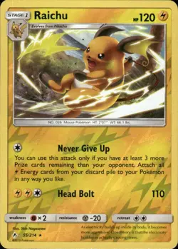 RAICHU 55/214 UNBROKEN BONDS RARE REVERSE HOLO POKEMON SHIN NAGASAWA - Image 1
