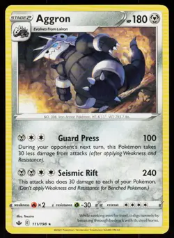 Aggron 111/198 Rare Chilling Reign Pokemon Near Mint - Image 1