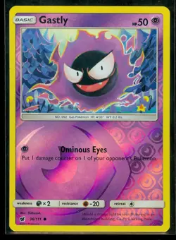 Pokemon GASTLY 36/111 - Crimson Invasion Rev Holo - MINT - Image 1
