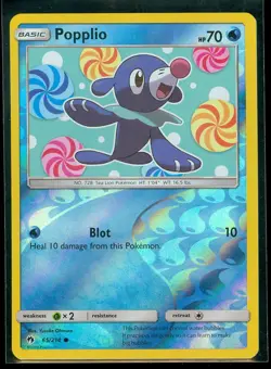 Pokemon POPPLIO 65/214 - Lost Thunder - Rev Holo - MINT - Image 1