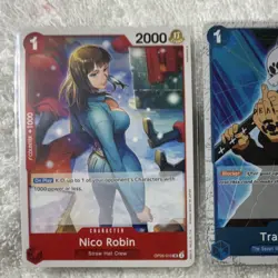 One Piece CCG Bandai OP05-010 Nico Robin, ST03-008 Trafalgar Law JR Foil - Image 2