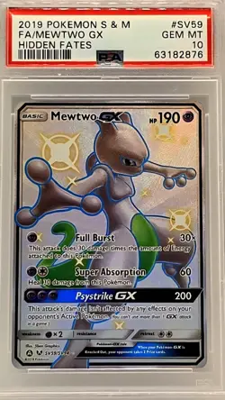 Mewtwo GX PSA 10 SV59 Hidden Fates Shiny Vault Pokemon Card - Image 1