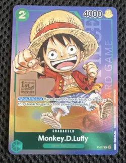 Monkey D Luffy P-037 1st Anniversary Tournament STAMP Promo Holo One Piece Card - Image 1