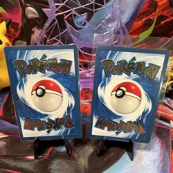 Pokemon TCG Base Set Holo 2-Card Lot - Charizard 4/102, Pikachu metal cards - Image 2
