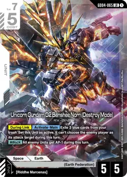 GUNDAM CARD GAME GD04-065 LR - UNICORN GUNDAM 02 BANSHEE (DESTROY MODE) - FOIL - Image 1