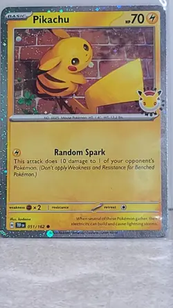 Pikachu 051/162 Stamped Promo W/ Double SWIRL - Pokemon Day 30th Anniversary B1 - Image 2