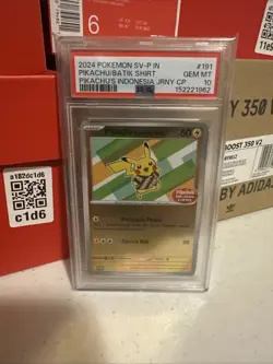 2024 POKEMON INDONESIAN RARE SV-P PROMO #191 PIKACHU IN BATIK SHIRT PSA 10 - Image 1