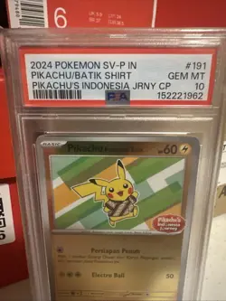 2024 POKEMON INDONESIAN RARE SV-P PROMO #191 PIKACHU IN BATIK SHIRT PSA 10 - Image 2
