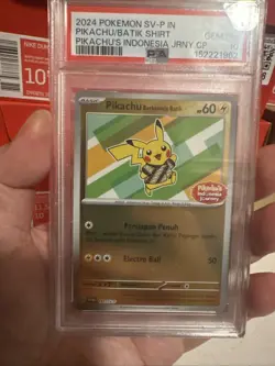 2024 POKEMON INDONESIAN RARE SV-P PROMO #191 PIKACHU IN BATIK SHIRT PSA 10 - Image 5