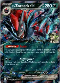 N'S ZOROARK EX 098/159 DOUBLE RARE JOURNEY TOGETHER POKEMON NM/M - Image 1