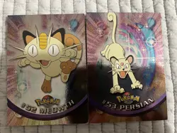pokemon topps chrome Meowth + Persian FOIL LP Blue logo - Image 1