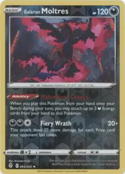 4x Lightly Played Galarian Moltres - 093/203 - Holo Rare - Reverse Holo Pokemon - Image 1