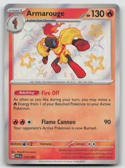 Armarouge 115/091 Paldean Fates Pokemon Holo NM Shiny Rare - Image 1