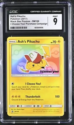 CGC 9 ASH'S PIKACHU SM108 BLACK STAR PROMOS I CHOOSE YOU POKEMON MINT - Image 1