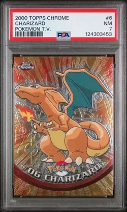 2000 Topps Chrome Pokemon TV Charizard #6 PSA 7 - Image 1