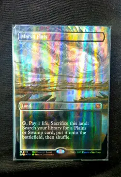 Magic the gathering Marsh Flats (Borderless) (Dragonscale Foil) SPG Foil rare nm - Image 1