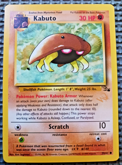 1999 Pokemon fossil Promo #50 Kabuto W Stamp LP+ - Image 1