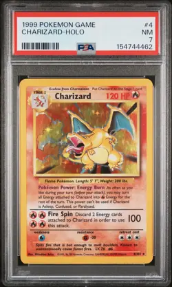 PSA 7 NEAR MINT Pokemon 1999 Base Set Unlimited Charizard #4 Holo - Image 1
