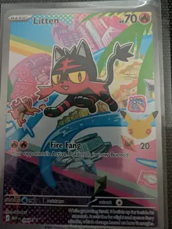 Pokemon Litten MEP 044 Mega Evolution Black Star Promo Illustration Rare NM - Image 1
