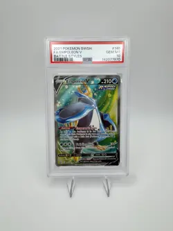2021 POKEMON SWSH05 BATTLE STYLES EMPOLEON V FULL ART 145/163 PSA 10 - Image 1