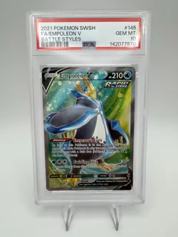 2021 POKEMON SWSH05 BATTLE STYLES EMPOLEON V FULL ART 145/163 PSA 10 - Image 2