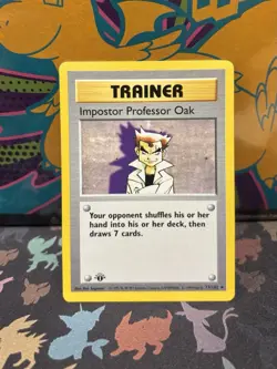 Imposter Professor Oak 1st Edition Base Set Shadowless Trainer 73/102 Pokemon NM - Image 1