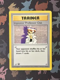 Imposter Professor Oak 1st Edition Base Set Shadowless Trainer 73/102 Pokemon NM - Image 3