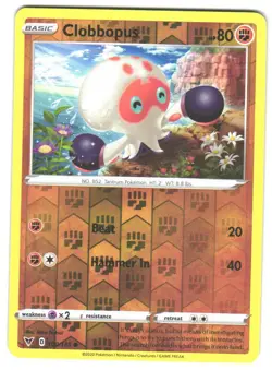 Pokemon SWSH04: Vivid Voltage Clobbopus #100/185 Common,Reverse Holo - Image 1
