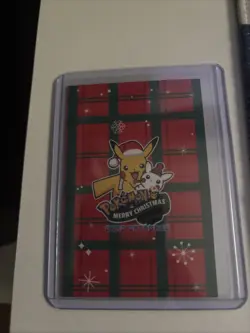 Pikachu Smiling Santa Hat Pokemon Database Christmas Set Cracked Ice Holo - Image 2