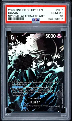 2025 ONE PIECE OP12-LEGACY OF THE MASTER SPECIAL ALTERNATE ART #082 KUZAN PSA 10 - Image 1