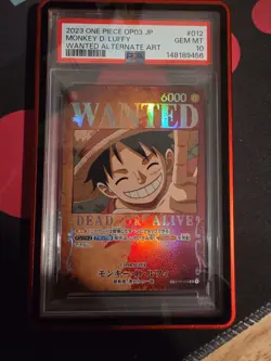 2023 One Piece OP03 Monkey D. Luffy #012 WANTED Alternate Art PSA 10 GEM MINT JP - Image 1