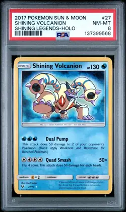 Pokemon Card Shining Volcanion 27/73 Holo Shining Legends PSA 8 NM-MT - Image 1