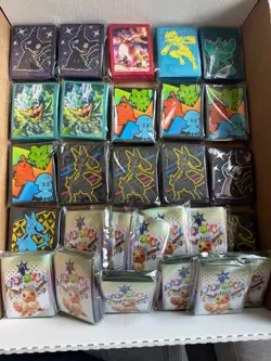 Pokemon TCG ETB Card Sleeves Lot of 28 Sealed Packs w/ Charizard Eevee Lucario - Image 1