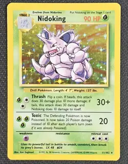 Nidoking - 11/102 - Holo Rare - Base Set Unlimited - Pokemon Card - LP - Image 1