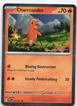 Charmander - (Cosmos Holo) 007/091 Common Holo Scarlet Violet NM Pokemon - Image 1