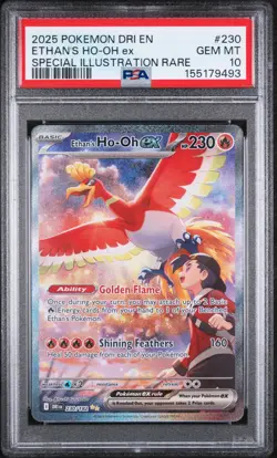 2025 POKEMON DRI EN-DESTINED RIVALS #230 ETHAN'S HO-OH EX PSA 10 - Image 1