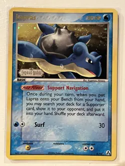 Pokemon TCG Lapras 8/92 Reverse Holo Rare Stamped EX Legend Maker 2006 W/ Swirl - Image 1