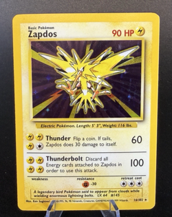1999 Pokemon Zapdos 16/102 Holo LP - Image 1